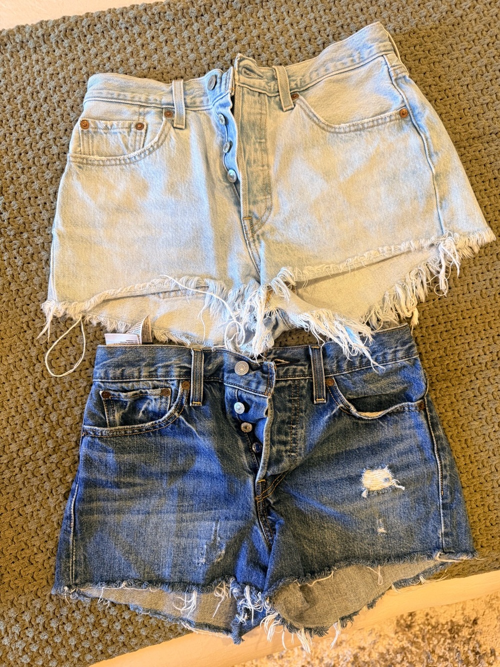Levi's Light Blue & Dark Blue Frayed Denim Shorts Duo - Women